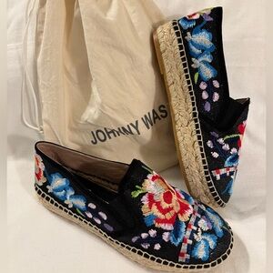 EUC Johnny Was Black Copper Espadrille with Dust Bag